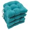 16-inch Solid Micro Suede U-shaped Tufted Chair Cushions (Set of 4) - Aqua Blue